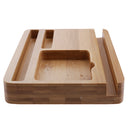 Bamboo Stand Multi-device Desktop Organizer Dock Station Holder for iPhone, iPad, Universal Cell Phones and Tablets,Card,Pen