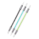 3Pcs 2 Way Silicone Dual Head Nail Art Brushes Acrylic Polish Dotting Pen Craft Carving Painting Drawing Manicure Tools