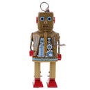 Gold Retro Wind Up Mechanical Robot Clockwork Tin Toy for Kid Children Adult
