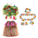 8PCS/SET Women Girls Ladies Fashionable Hula Grass Skirt Top Wrist Ankle Flower Hawaiian Costume Summer Beach Party Supplies Multi-Color