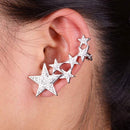 1pc Fashion Shiny Crystal Women Stars Right Ear Clip Clamp Earrings Ear Cuff for Girls Silver
