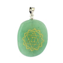 Engraved Green Aventurine Chakra Reiki Healing Crystal Jewellery Pendant