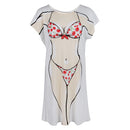 Fun Women Red Cherry Bikini Cover-up T-shirt Tee Tops Birthday Gift Pajamas