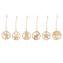6 Pieces Mixed Natural Wood Christmas Tree Hanging Decoration Xmas Drop Pendants