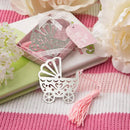 Wedding Favors Gift Baby Carriage Design Metal Bookmark with Tassels Pink