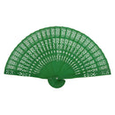 Vintage Wood Hollow Carved Hand Fan Foldable Fan - Green