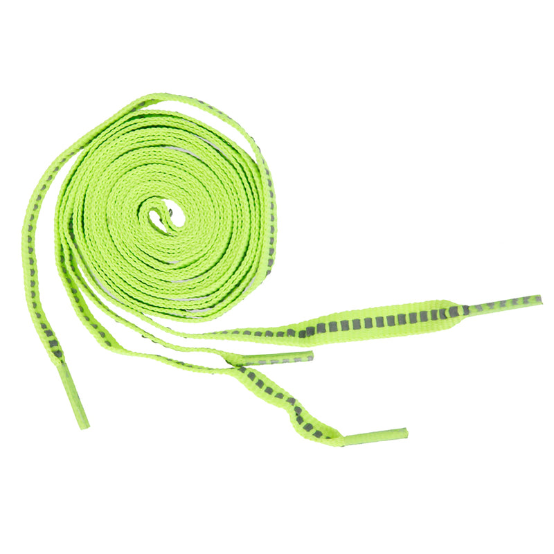 1.2m Flat Fluorescent Reflective Lace Sport Trainer Shoe Bootlace Green+Grey