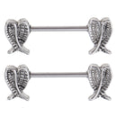 1 Pair Stainless Steel Angel Wings Double Pattern Balanced Wings Nipple Ring