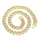 Mens Iced Out Hip Hop 18K Gold Plated Cuban Link Chain Necklcace Bracelet