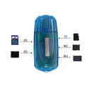 High Speed 5 in 1 USB Memory Card Reader Writer Dongle Pen for MicroSD TF SD M2 XD MS Blue