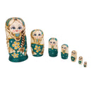 7PCS Painted Wooden Girl with Braided Hair Russian Nesting Dolls