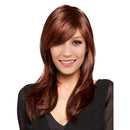 Elegant Girls Women 24 Inches Long Natural Straight Synthetic Hair Wigs With Cap Bangs for Cosplay Party Daily Use Costume Copper Red