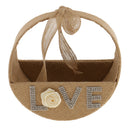Rustic Retro Brown Burlap Hessian Bow Flower Girl Basket Wedding Engagement Party Ceremony Petals Decorations