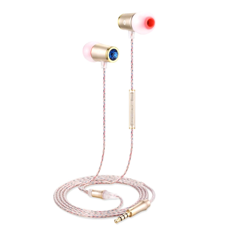 1.2m Wired Earphone 3.5mm In Ear Earbuds Earpiece Metal HiFi Headphones for Smartphone MP3 MP4 Gold