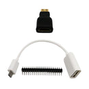 3 in 1 Mini-HDMI to HDMI Adapter + Micro USB to USB Female Cable + Male GPIO Header for Raspberry Pi Zero Adapter Kit White