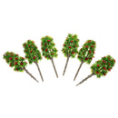 6 Pieces 18cm/7.08'' Red Flower Model Green Tree 1:64 S Scale Architectural Model Supplies Railroad House Park Street Layout Scenery