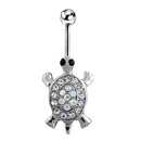 Stainess Steel Tortoise Dangle Rhinestone Belly Button Ring Navel barbell Piercing jewelry