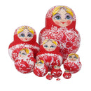 10x Hand Painted Red Wooden Nesting Dolls Babushka Matryoshka Art Crafts Kids Play Fun Toy Home Ornament