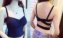 Women Girls Ladies Corset Crop Tank Top Black