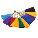 10 Pieces Multi-colors Silky Handmade Soft Fiber Tassels with Antique Silver Cap