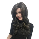 Women's Wig Long Curly Wavy Wig Brown with Blonde Highlights Synthetic Hair Full Wigs 23 Inches
