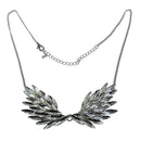 Punk Crystal Rhinestone Angel Wing Pendant Statement Necklace