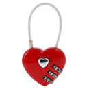 Heart Wire Combination Lock Travel Luggage Small Padlock Key Suitcase Red