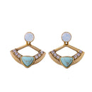 Fashion Design Women Lady Rhinestone Crystal Fan Ear Studs Earrings