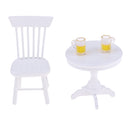 1:12 Dollhouse Miniature Afternoon Tea Table with White Table Chair, Juice Leisure Set