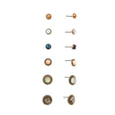 6 Pairs Women Lady Retro Multi-color Crystal Rhinestone Ear Stud Earrings