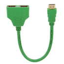 New 1080P HDMI Port Male to 2 Female 1 In 2 Out Splitter Cable Adapter Converter Green