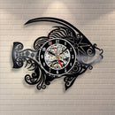 Creative CD Vinyl Wall Clock Fish Shaped Battery Operated Analog Clock