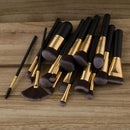 17 Pieces Black Face Eyeshadow Eyeliner Eyebrow Blush Fan Makeup Brushes Set