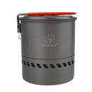 1.5L Outdoor Camping Hiking Aluminum Pot Heat Exchanger Rapid Boil Billy Can Portable Heat Collecting Exchanger Pot with Dishcloth