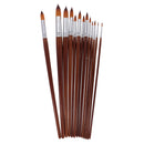 13 Pieces Artists Paint Brushes Set Wooden Handle Nylon Hair Pointed Round