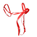 Horse Size Adjustable PVC Horse Halter Bridle Combo With Horse Rein Red