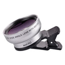 0.45X Professional HD Camera Lens Kit 2 in 1 Wide Angle Lens Clip On Phone Lens for iPhone or Android Silver