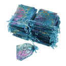 100 Pieces Coralline Candy Gifts Jewelry Bag Drawstring Organza Pouch Wedding Party Supplies Navy Blue