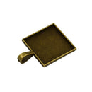 10 Pieces Blank Square Bezel Tray Frame Base for 25mm Cabochon Necklace Pendant
