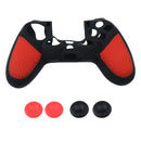 4 Pieces Thumbstick Cap Silicone Camo Skin Grip Case for PlayStation PS4 Red
