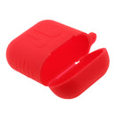 Silicone Protective Cover Case + Anti Lost Ear Loop Cable Connector for Apple AirPods Charging Box Red