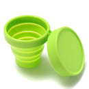 170ml Silicone Foldable Collapsible Cup with Lid Outdoor Camping Travel Green