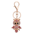 1PCS Pink Rhinestone Crystal Owl Charm Keyring Key Ring Key Chain