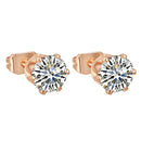 Rose Gold Tone Crystal Luxury Zircon Stud Earring Wedding Bridal Jewelry
