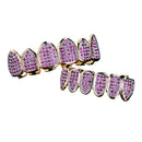 18K Gold Plated Hip Hop Iced out Grills for Your Teeth Top and Bottom Teeth Caps Grill Sets