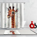 Home Bathroom Bedroom Door Window Use Extra Long Fabric Bath Shower Giraffe Print Pattern Curtain With 12 Hooks