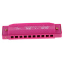 KIDS 10 HOLES WOODEN HARMONICA MUSIC INSTRUMENT CHILD EDUCATIONAL TOYS ROSE RED