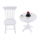 Miniature Wooden Round Coffee Table Chair For Dollhouse Outdoor Patio Garden