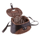 Willow Fish Basket Wicker Creel Fisherman Traps Cage with Adjustable Strap