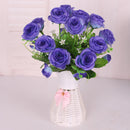 Artificial Rose Silk Rose Wedding Party Decor Bouquet For Home Office Blue